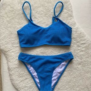 ZAFUL blue textured swimsuit bikini set